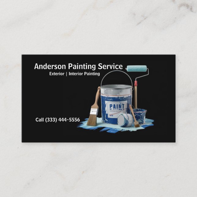 Professional Painting Service elegant paint bucket Business Card (Front)