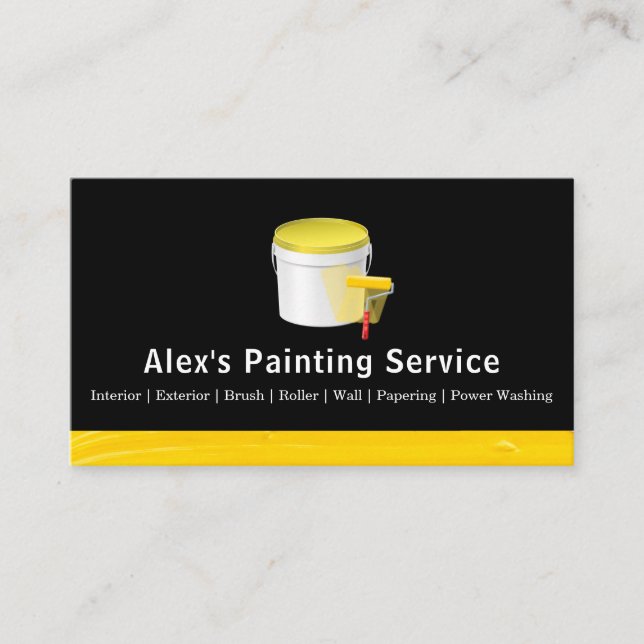 Professional Painting Service - Paint roller Business Card (Front)