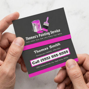 Professional Painting Service - Pink Painter Brush Business Card