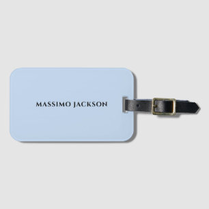 Professional pale blue modern minimalist name luggage tag