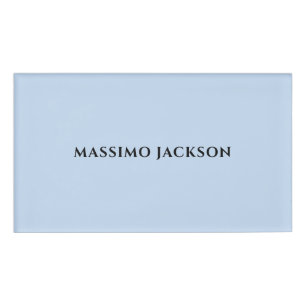Professional pale blue modern minimalist name tag