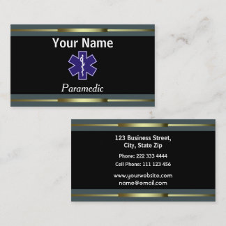 Professional Paramedic Gold and Black Business Card