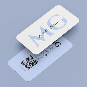 Professional Pastel Blue Initials Minimalist  Business Card