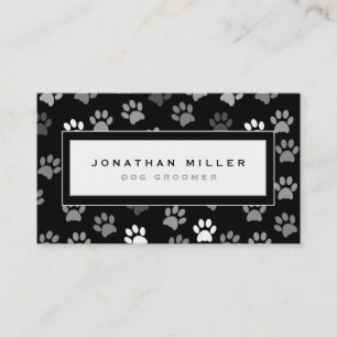 Professional Paw Print Design   Black & White Business Card