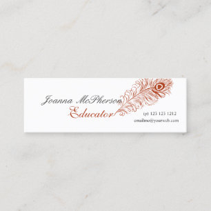 Professional Peacock Plumes Feather Educator Mini Business Card