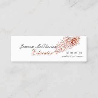 Professional Peacock Plumes Feather Educator Mini Business Card