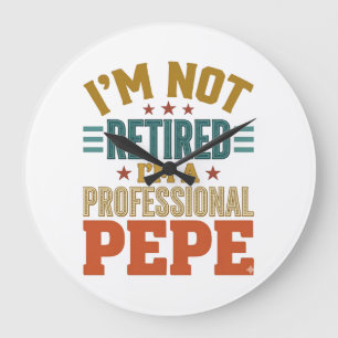 Professional Pepe Retirement Vintage Typography Sh Large Clock