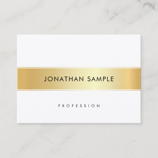 Professional Personalized Gold White Elegant Business Card (Front)