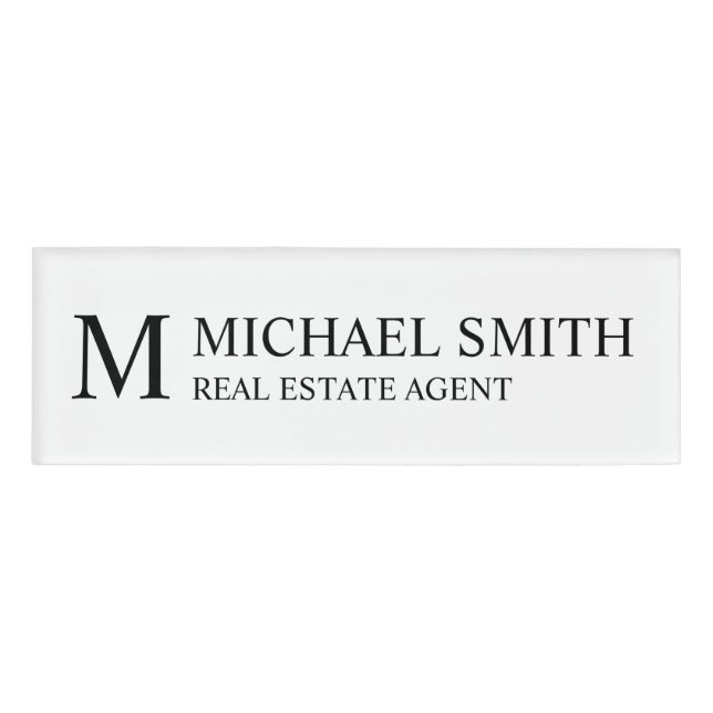Professional Personalized Monogram and Name Tag (Front)