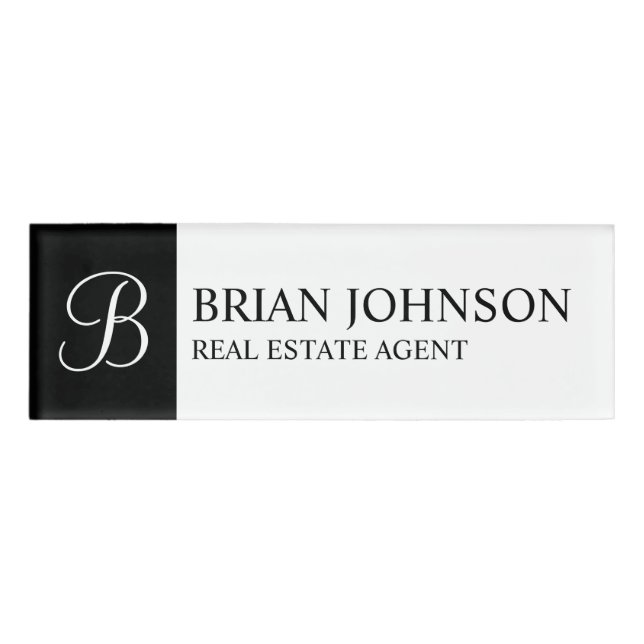 Professional Personalized Monogram and Name Tag (Front)