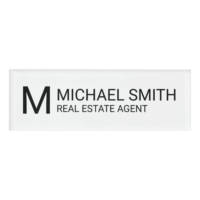 Professional Personalized Monogram and Name Tag (Front)