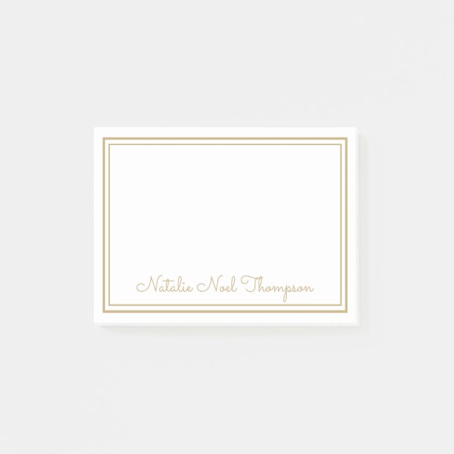 Professional Personalized Monogram Name Gold Post-it Notes (Front)