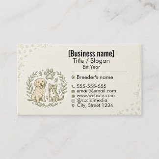 Professional Pet Breeder & Animal Care  Business Card