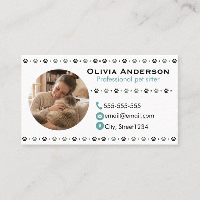 Professional Pet Sitter Customizable Business Card (Front)