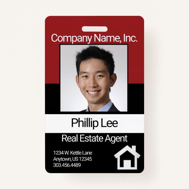 Professional Photo Badge - Dark Red / Black (Front)