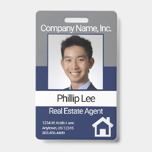 Professional Photo Badge - Grey / Blue