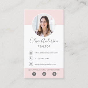 Professional Photo Blush Pink  Business Card