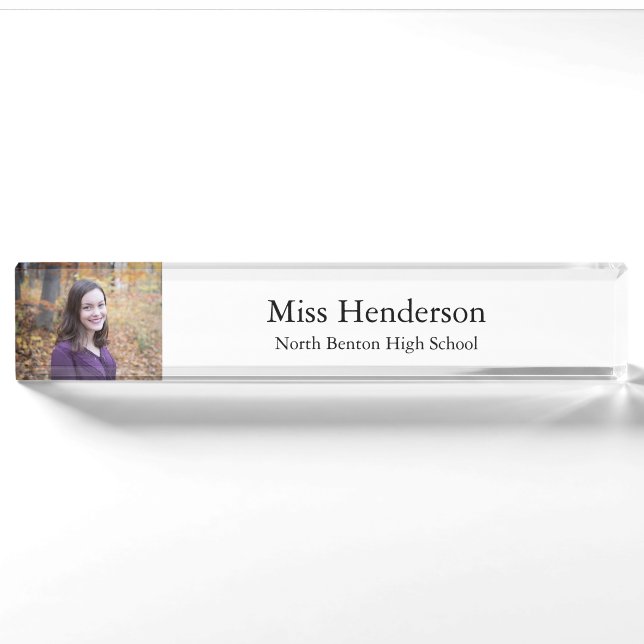 Professional Photo Classroom Teacher Nameplate (Front)