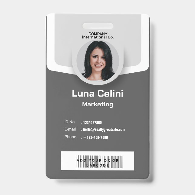 Professional Photo ID Badge - Customize with Logo (Front)