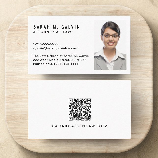 Professional Photo QR Code Business Card (Make a lasting impression with this modern business card featuring your photo and scannable QR code)
