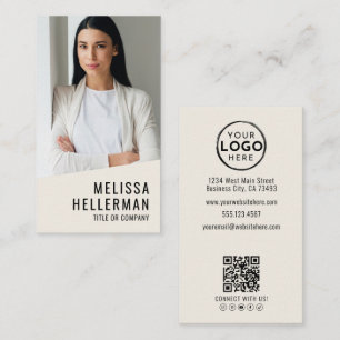 Professional Photo QR Code Logo Vertical Business Card