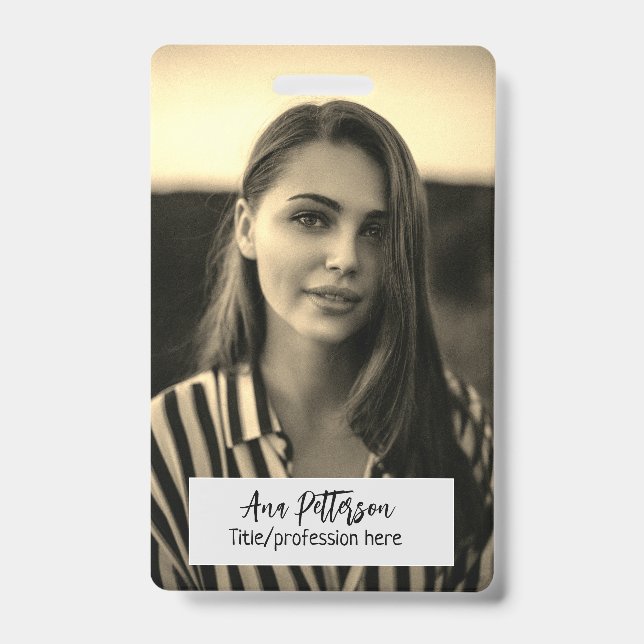 professional photo QR website email social modern Badge (Front)