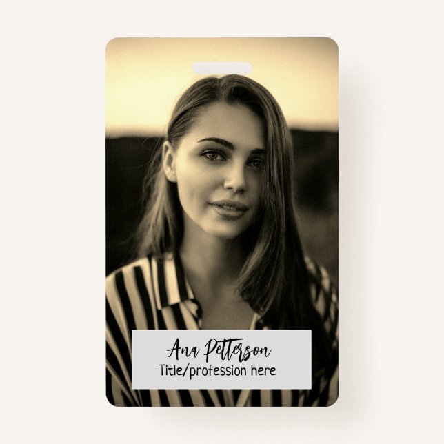 professional photo QR website email social modern Badge (Front)