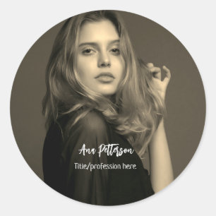 professional photo QR website email social modern Classic Round Sticker