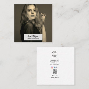 professional photo QR website email social modern Square Business Card