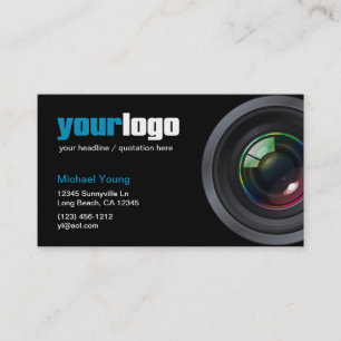 Professional Photographer Camera Lens (your logo) Business Card