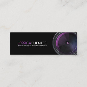 Professional Photographer Purple Camera Lens Mini Business Card