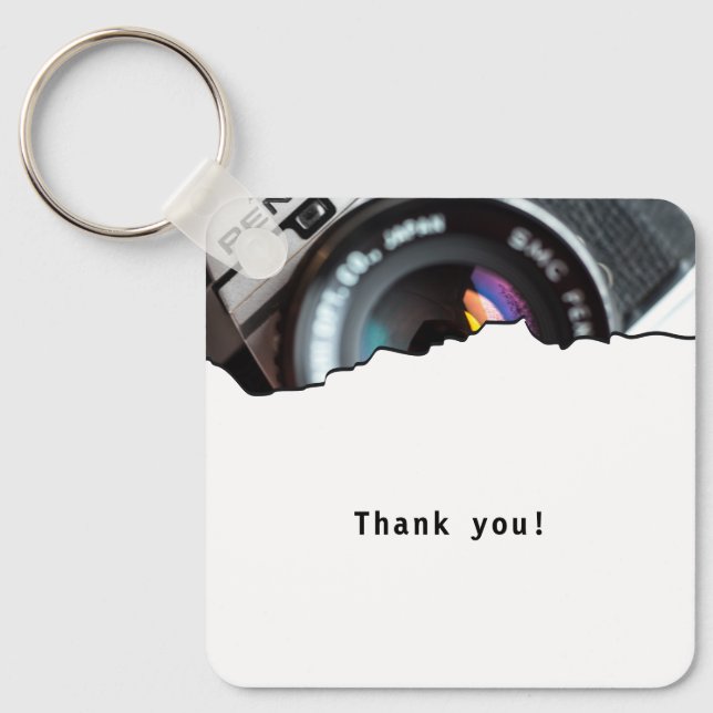 Professional Photographer Thank you! Black & White Keychain (Front)