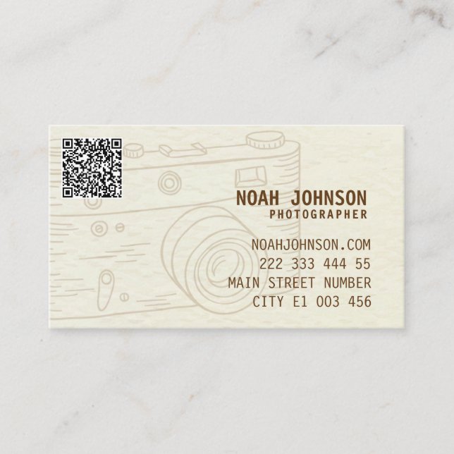 Professional photography camera photographer QR Business Card (Front)