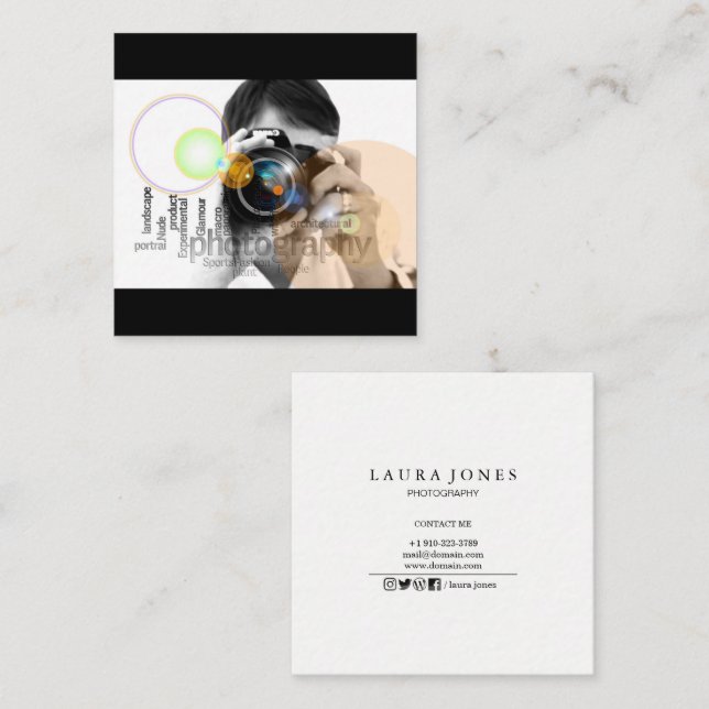 Professional Photography Square Business Card (Front/Back)