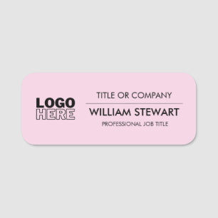 Professional Pink Business logo Employee Staff Name Tag