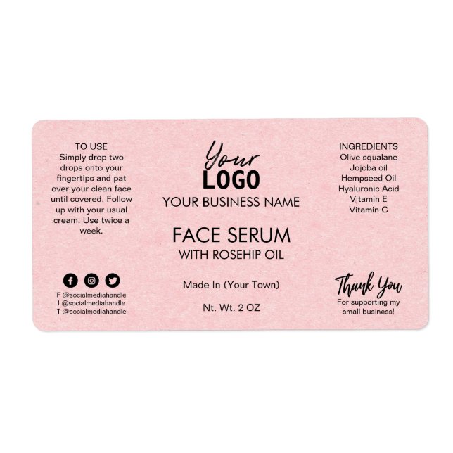 Professional Pink Dropper Bottle Face Oil Serum (Front)