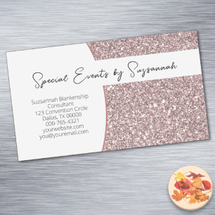Professional Pink Faux Glitter Custom  Magnetic Business Card