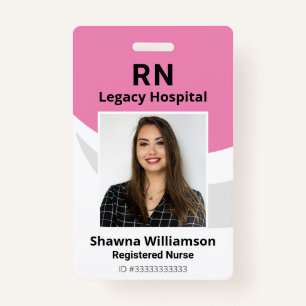 Professional Pink ID Photo Badge with Bar Code