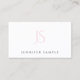 Professional Pink Monogram Elegant Minimalist Luxe Business Card
