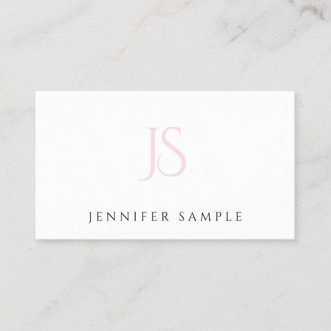 Professional Pink Monogram Elegant Minimalist Luxe Business Card (Front)