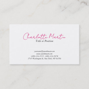 Professional Pink White Manager Consultant Chief Business Card