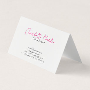 Professional Pink White Manager Consultant Chief Business Card