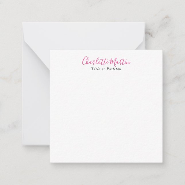 Professional Pink White Manager Consultant Chief Card (Front)