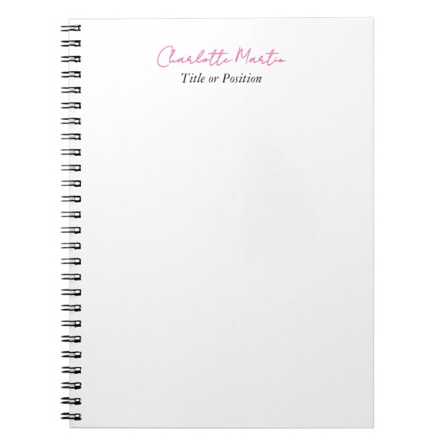 Professional Pink White Manager Consultant Chief Notebook (Front)