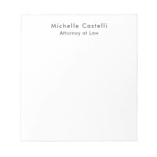 Professional Plain Classical Black White Name Notepad