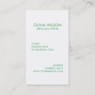 Professional Plain Clean Green and White Business Card