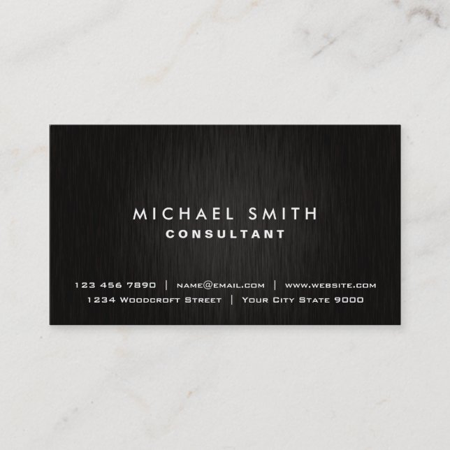 Professional Plain Elegant Black Modern Simple Business Card (Front)