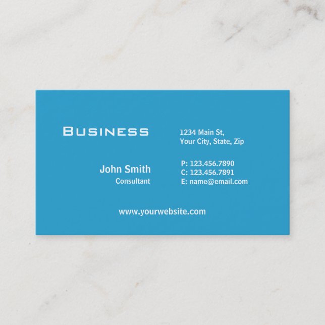 Professional Plain Elegant Blue Computer Repair Business Card (Front)