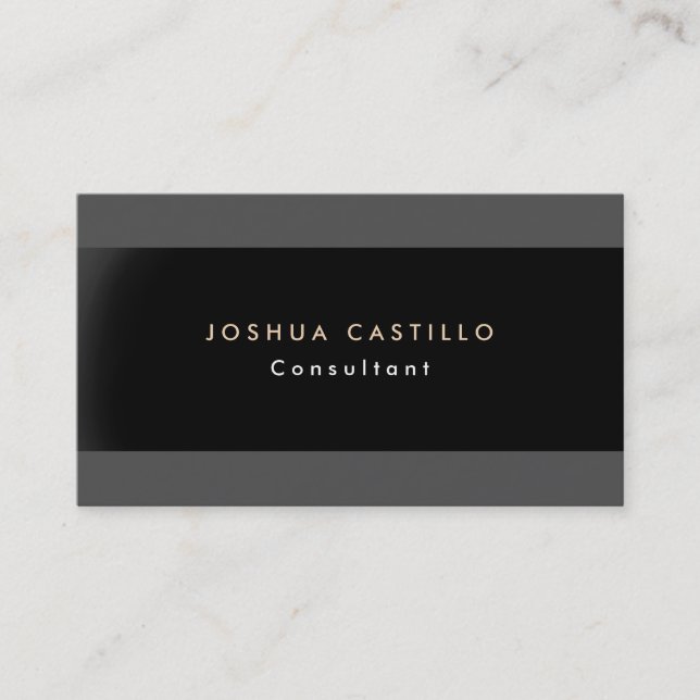 Professional Plain Elegant Grey Black Modern Business Card (Front)