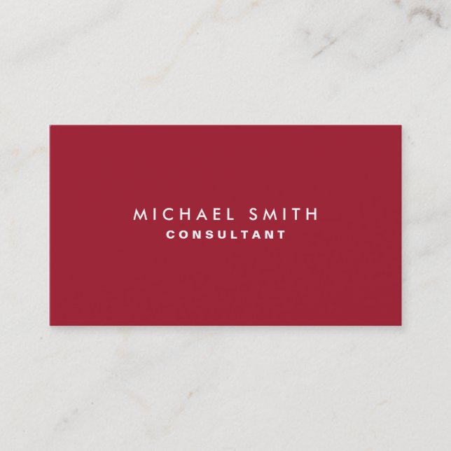 Professional Plain Elegant Interior Decorator Red Business Card (Front)